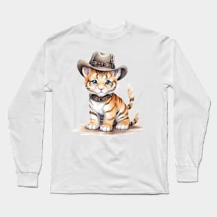 Bengal Tiger Wearing a Cowboy Hat Long Sleeve T-Shirt